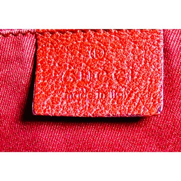 Gucci GG Canvas Red Tote Bag Leather Trim Top Handle Shoulder – Medium - Picture 8 of 9